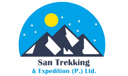 San Trekking team with founder Narayan Pandey in the Himalayas